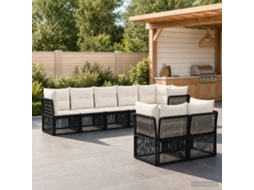 Vidaxl Conjunto De Sofá De Jardim 8 Unid. Preto Vime Pe