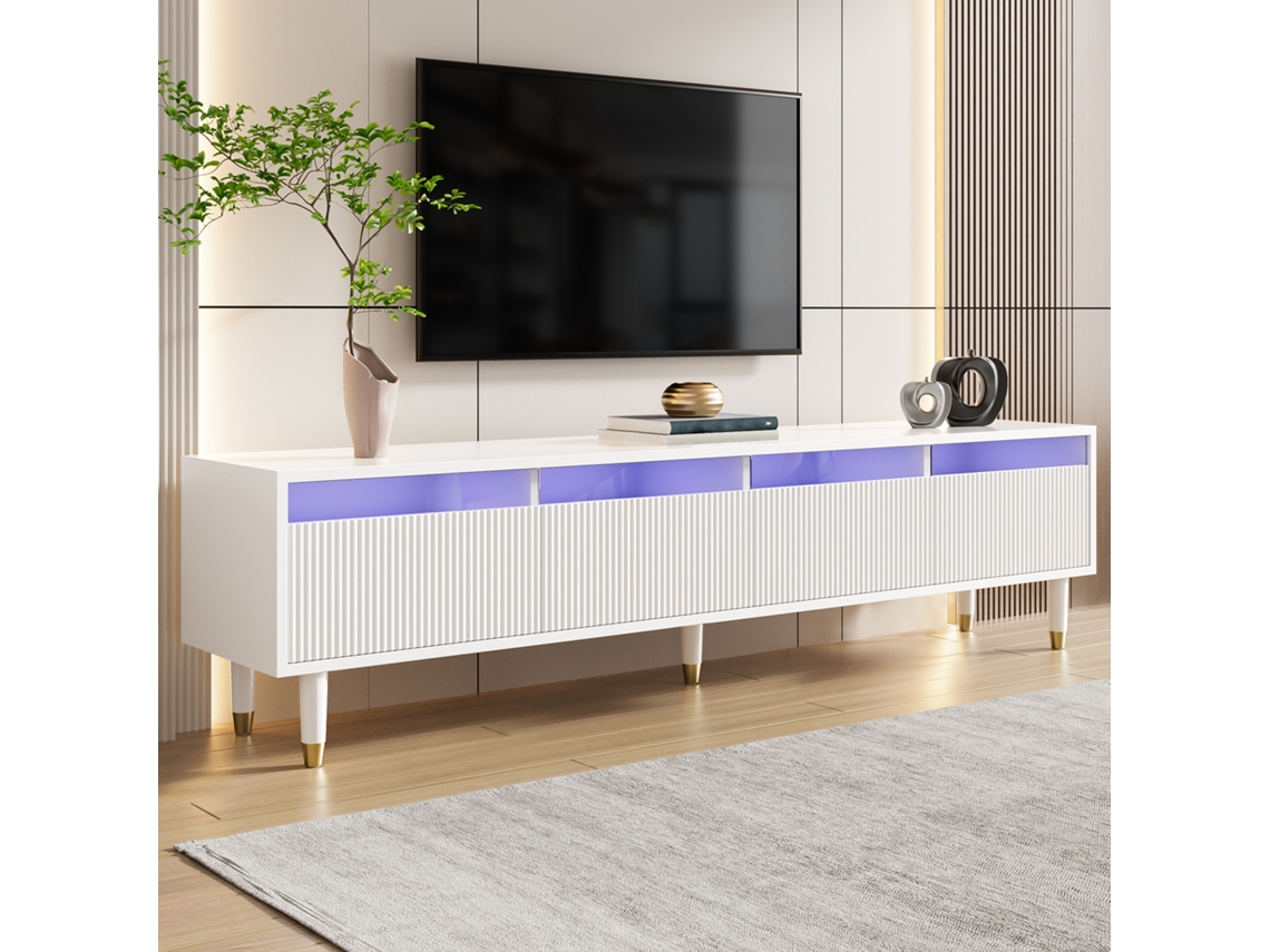 Rack Branco 178cm Minimalista 4 Gavetas Mdf Acrílico