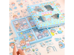 100 Adesivos De Caderno Padrões Cômicos Diy Resistente À Água Pet Azul Puff Movement