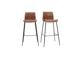 Conjunto de 2 bancos fixos de cozinha envelhecidos em metal castanho e preto 75 cm Harold MILIBOO
