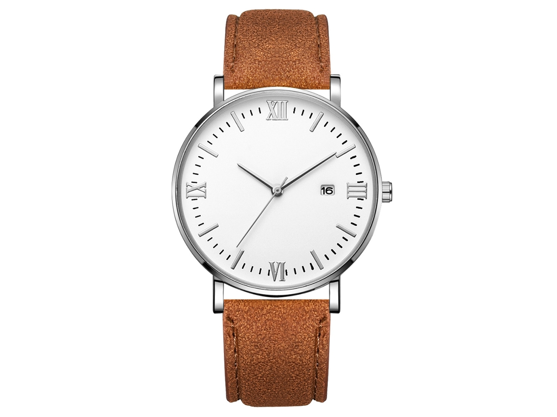 Reloj De Cuarzo Con Correa De Cuero Estilo Simple Moderno 24