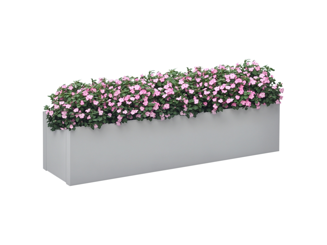 Vaso para plantas, pintado, resistente às intempéries, 91x22x22cm, cinza