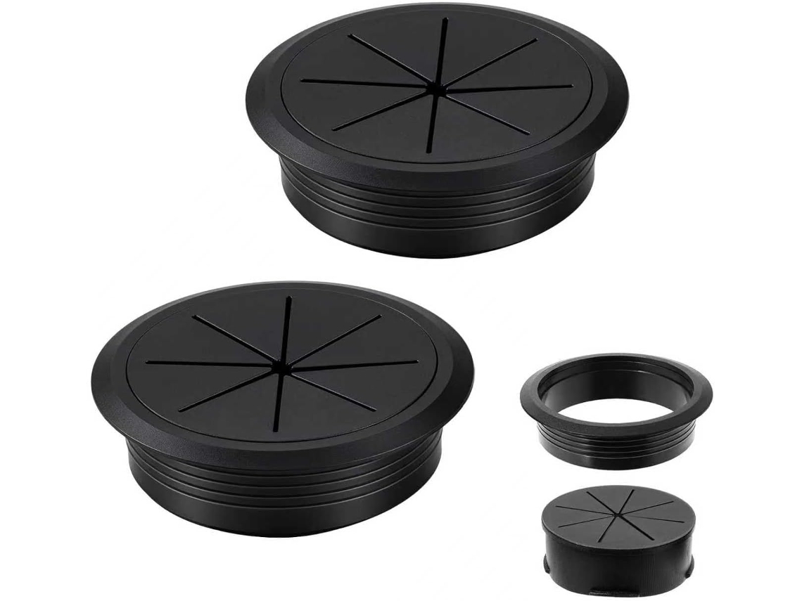 2 Unidades de Passa-fios para Mesa, Tampa Plástica Flexível 8 Cm