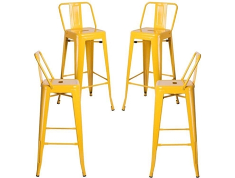 Pack 4 Bancos  Torix (Amarelo - 43 x 100 x 43 cm - Aço Reforçado)