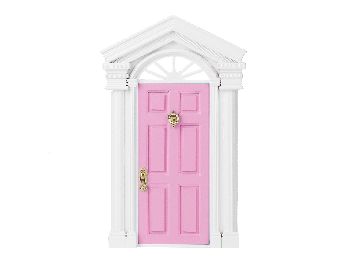 Ats puerta de Muñecas 1:12 Miniatsura Hada Madera Abatsible Con Accesorios Rosa