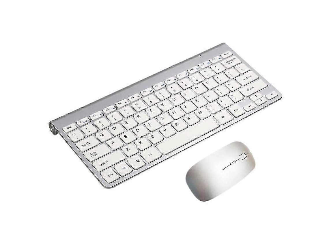 Mini Teclado Sem Fio Ultrafino 2.4g Com Mouse Para Home Office Everley891 (prata)
