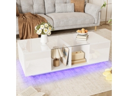 Mesa de Centro BTFORUS Moderna Branca com Iluminação Led, placa Brilhante (120x50x38,5 cm)