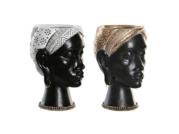Figura Decorativa DKD HOME DECOR Prateado Dourado  Colonial Africana (19,5 x 11 x 39,5 cm)