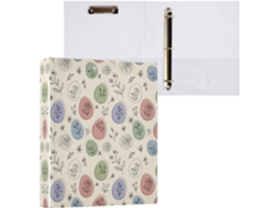 Pasta de 3 Argolas para Papel Tamanho Carta , Lindas Estampas Ovos Páscoa com Prancheta, Pranc (27,9 X 21,6 Cm)
