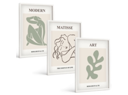 Conjunto De Pinturas Design Elegante Com Figuras De Plantas Espelharte (3 Peças 40x60 Cm)