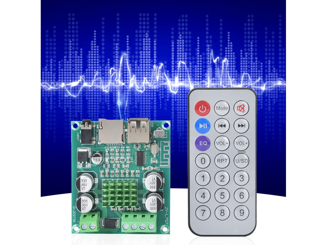 Laxiscreed Ampliificador Bluetooth 5.0 Dual-channel Com Controlo Remoto, Usb E Entrada Aux