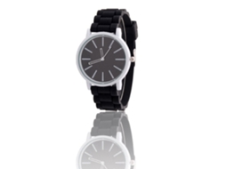 Reloj De Pareja De Cuarzo Con Correa De Silicona Y Esfera Redonda (negro)