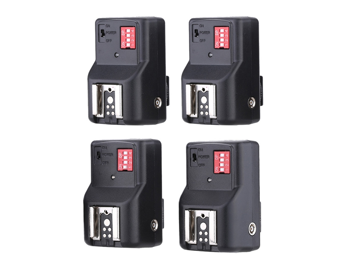 Disparador Sem Fio Andoer Pt-04gy 16 Canais 1 Transmissor + 4 Receptores Para Flash Speedlite Canon Nikon Pentax Olympus