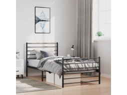 Vidaxl Estrutura de Cama com Cabeceira e Pés 100x200 Cm Metal Preto