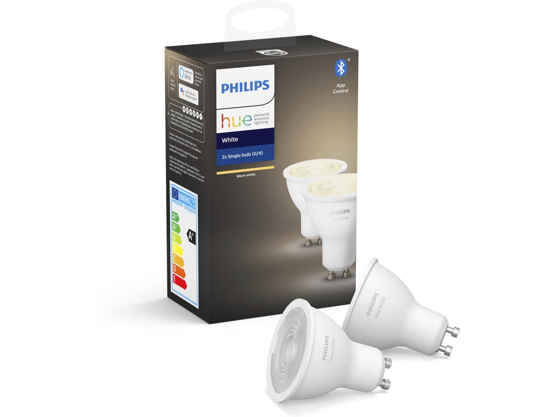 Kit 2 Lâmpadas Inteligentes PHILIPS HUE  (GU10 - Branca Suave)