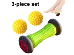 Lurelia Kit De Massagem Para Pés, Rolo E Bola, Fascite Plantar, Madeira, Amarelo, Uso Diário