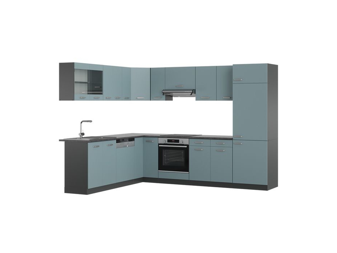 Cozinha de canto R-Line, 227 x 287 cm sem bancada, cinza azulado/antracite, Vicco