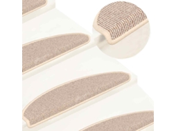 Vidaxl Tapetes De Escada 15 Peças 65x21x4 Cm Branco E Marrom Semicircular Grande