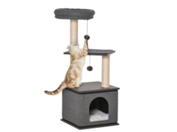 Arranhador Gato Escuro, Sisal, Pb, Poste, Escalada. 40x40x104cm Cinza