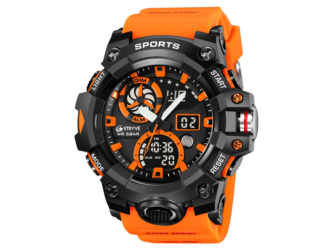 Relógio Esportivo Masculino MDUG com cronógrafo, despertador luminoso, pulseira para estudantes (LxAxP cm)