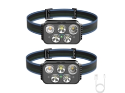 Kit Com 2 Lanternas De Cabeça Led Recarregáveis ​​de 400 Lúmens Com Sensor, 6 Modos E Luz Vermelha E Branca (preta)