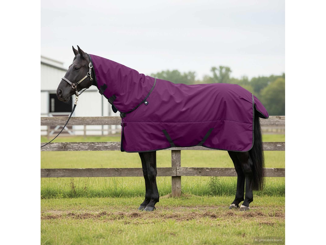 Vidaxl Cobertor De Cavalo Roxo Completo 95 Cm Poliéster