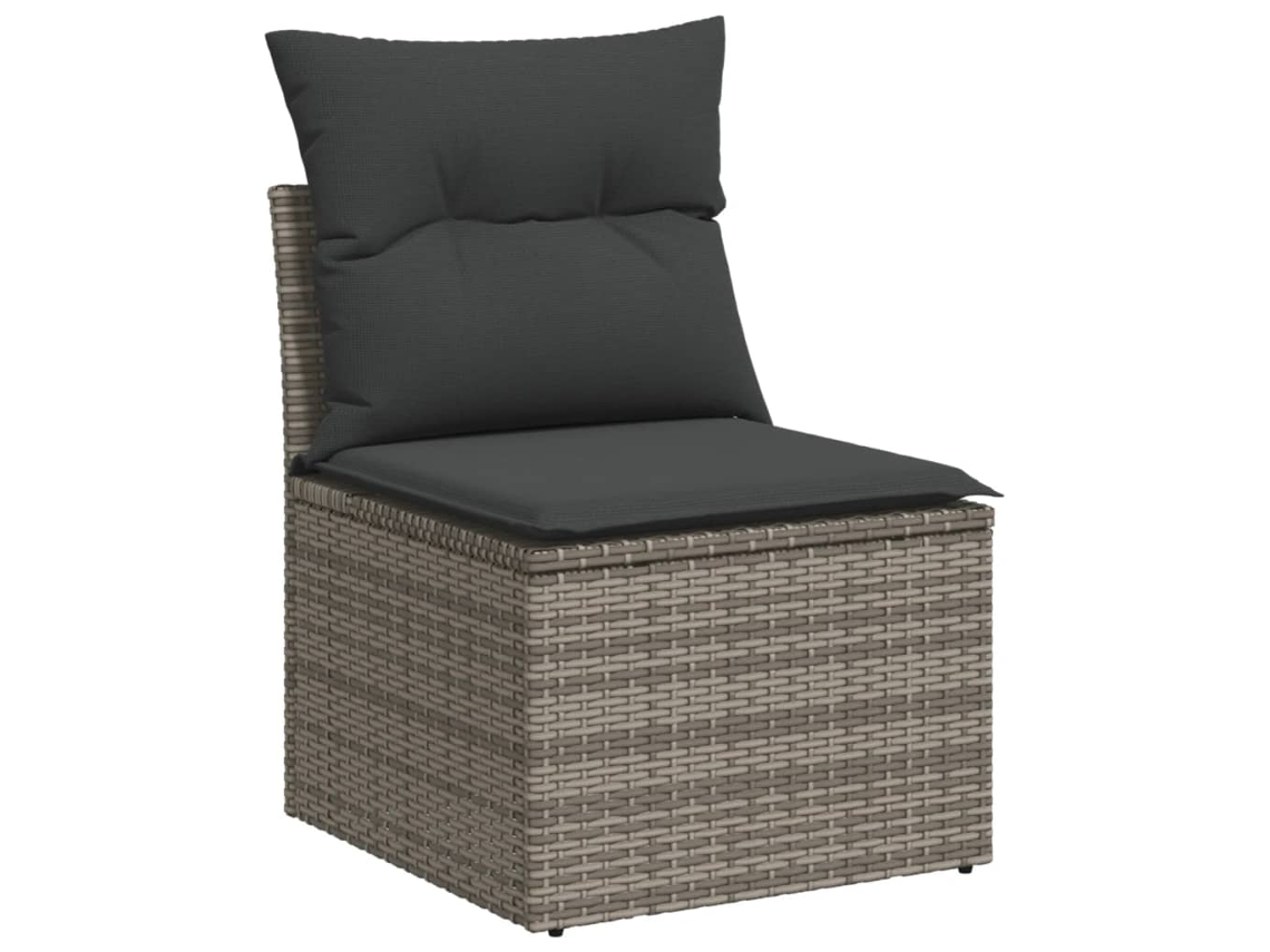 Conjunto de 11 Sofás de Jardim com Almofadões Vime Pe Cinzento MAISON EXCLUSIVE