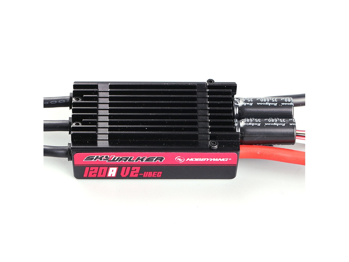Controlador eletrônico de velocidade brushless Hobbywing Skywalker 120a V2 Ubec com reversão Travão, 3 8s, para aeromodelos com manivela fixa. MDUG