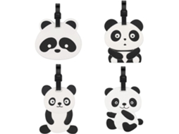 Conjunto de 4 etiquetas de bagagem com estampa panda BRILVIBERA