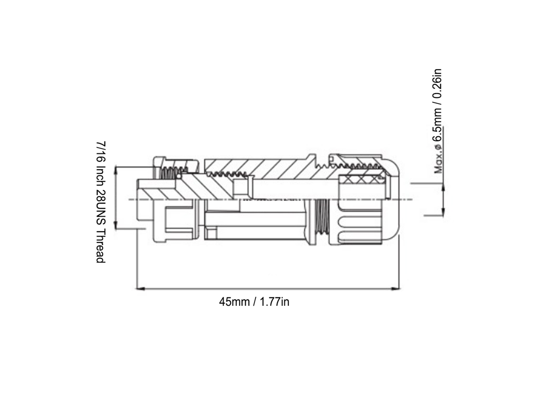 Conector Feminino De Aviação 4p Laxiscreed, Ip67 À Prova D'água, Rosca 7/16 Polegadas 28uns