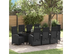 Vidaxl Conjunto De Jantar Para Jardim 9 Unid. Preto Vime Pe
