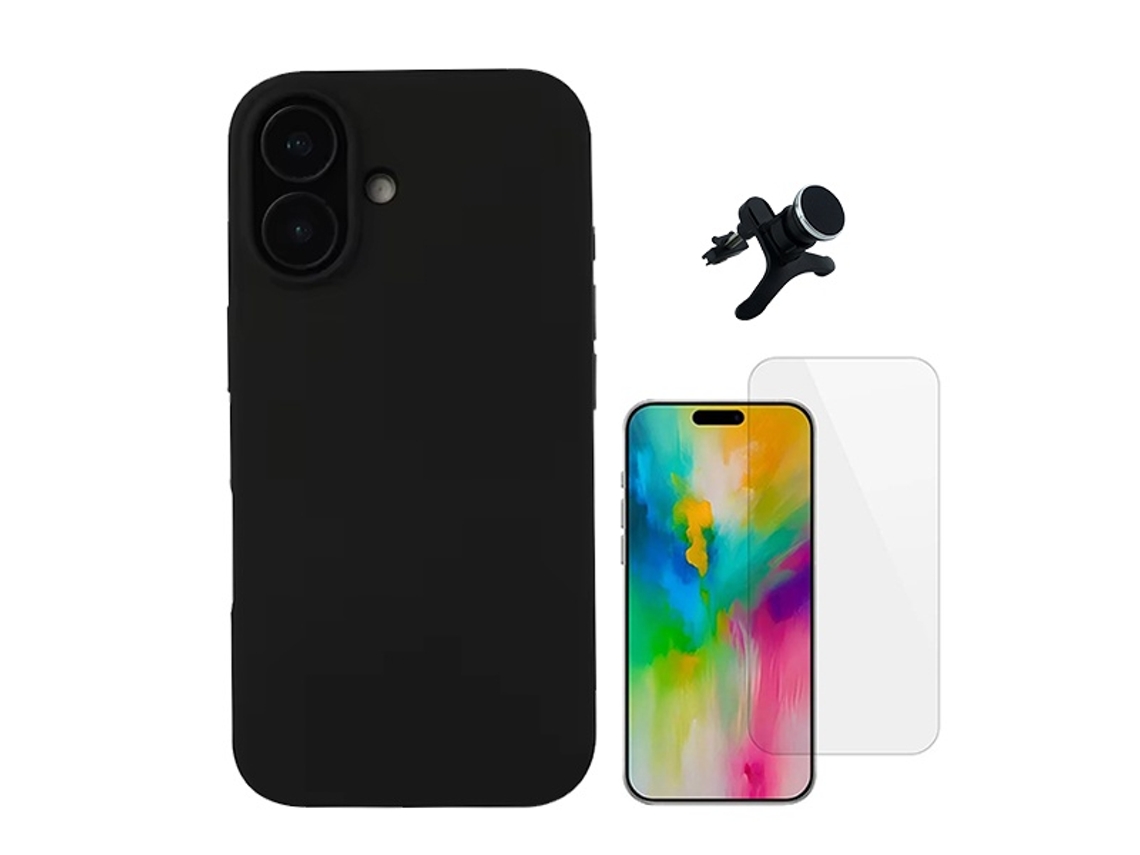 Capa Clearglass Carro Compativel para iPhone 16 PHONECARE Resistente Magnética Preto