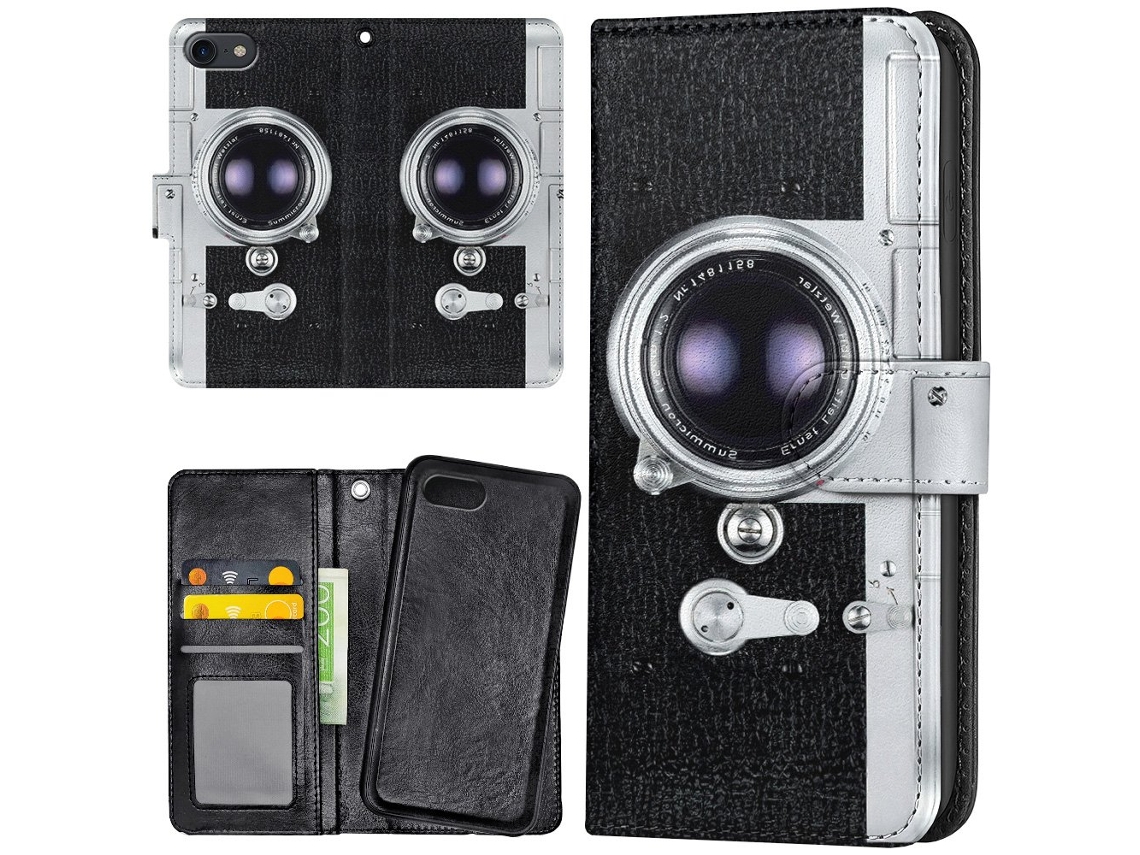 Capa Carteira/capa Retrô Para Iphone 16e/17e Com Câmera