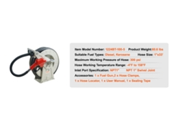 Carretel De Mangueira De Combustível, Retração Automática, Pressão De 300 Psi, 33 Ft