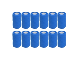 12 Bandagens Elásticas Autoadesivas para Vacas Cães Cavalos 10cm Azul Latex Natural