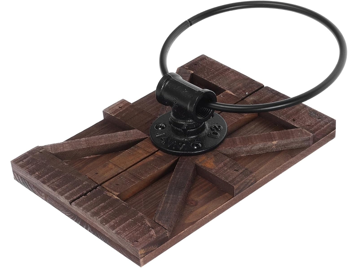 Porta-toalhas De Parede Em Ferro Rústico Com Base Madeira Vintage,