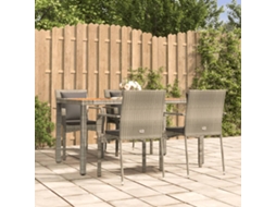 Conjunto 5 Peças Jantar P/ Jardim C/ Almofadões Vime Pe Cinza Dkd Home Decor