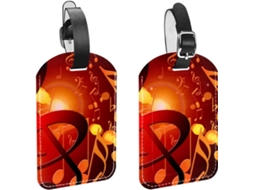 Conjunto De 2 Etiquetas Bagagem Em Couro Sintético Proteger Sua Privacidade E Partituras Musicais
