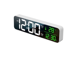 Relógio Despertador Digital com Visor LED, Temperatura, Calendário, Espelho CHABERLU