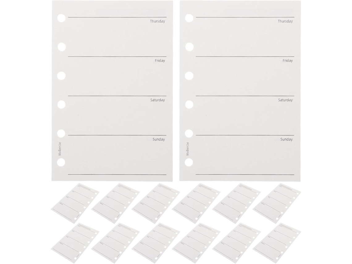 Recargas Para Agenda 6 Pacotes A7 200pcs Papel 120gsm 4,7x3,1 Bolsas Inserções Hebdomadaires Vierges