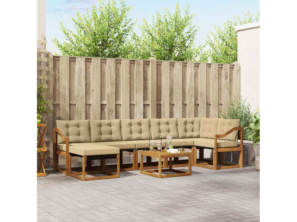 Vidaxl Conjunto De Sofás Para Exterior 8 Unid. Natural E Bege