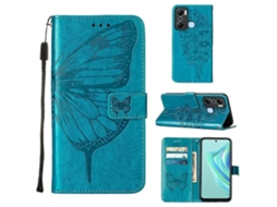 Capa De Celular Flip Em Couro Com Borboleta Em Relevo Para Infinix Hot 20 Play