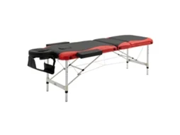 Mesa de Massagem 215x81x61 84cm Preto e Vermelho, Dobrável Portátil, Altura Ajustável com Apoio de Cabeça e Braços. Ge