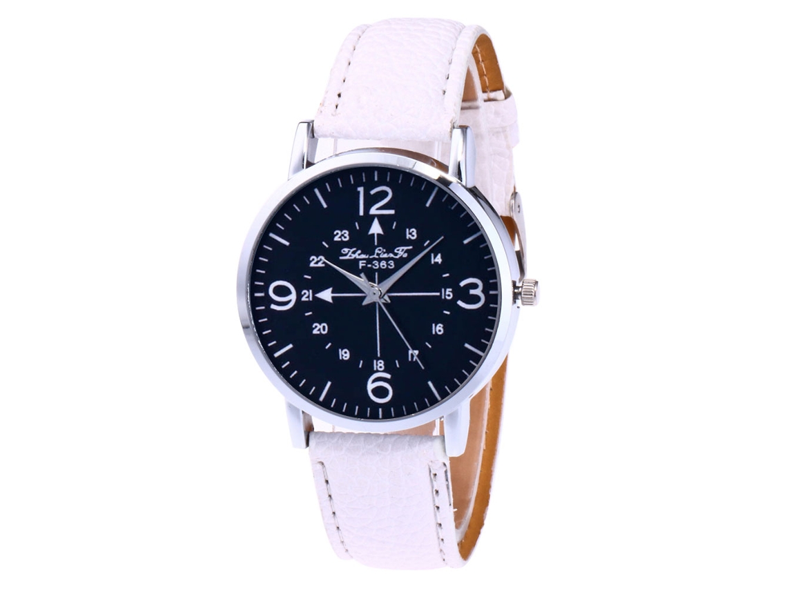 Reloj De Pulsera Unisex De Cuarzo Con Dial Redondo Para Hombre Y Mujer Blanco
