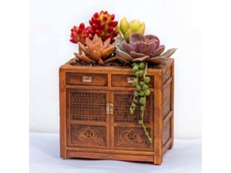 Vaso de flores retrô em resina com design de móbile, vaso decorativo para ambientes internos e externos com sistema de drenagem Buraco
