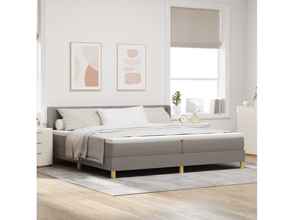 Vidaxl Cama Box Com Almofada Cinzento-acastanhado 200 X 200 Cm Tecido