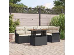 Vidaxl Conjunto De Sofá De Jardim 6 Unid. Preto Rattan Sintético