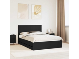 Vidaxl Estrutura Da Cama Preto 140 X 200 Cm Madeira De Engenharia