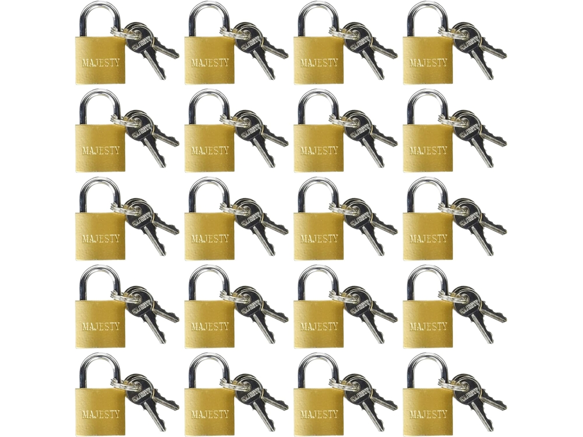Conjunto De 20 Mini Cadeados Latão Maciço 25mm Com 2 Chaves Para Bagagem