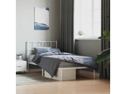 Vidaxl Estrutura De Cama Com Cabeceira 90x200 Cm Metal Branco